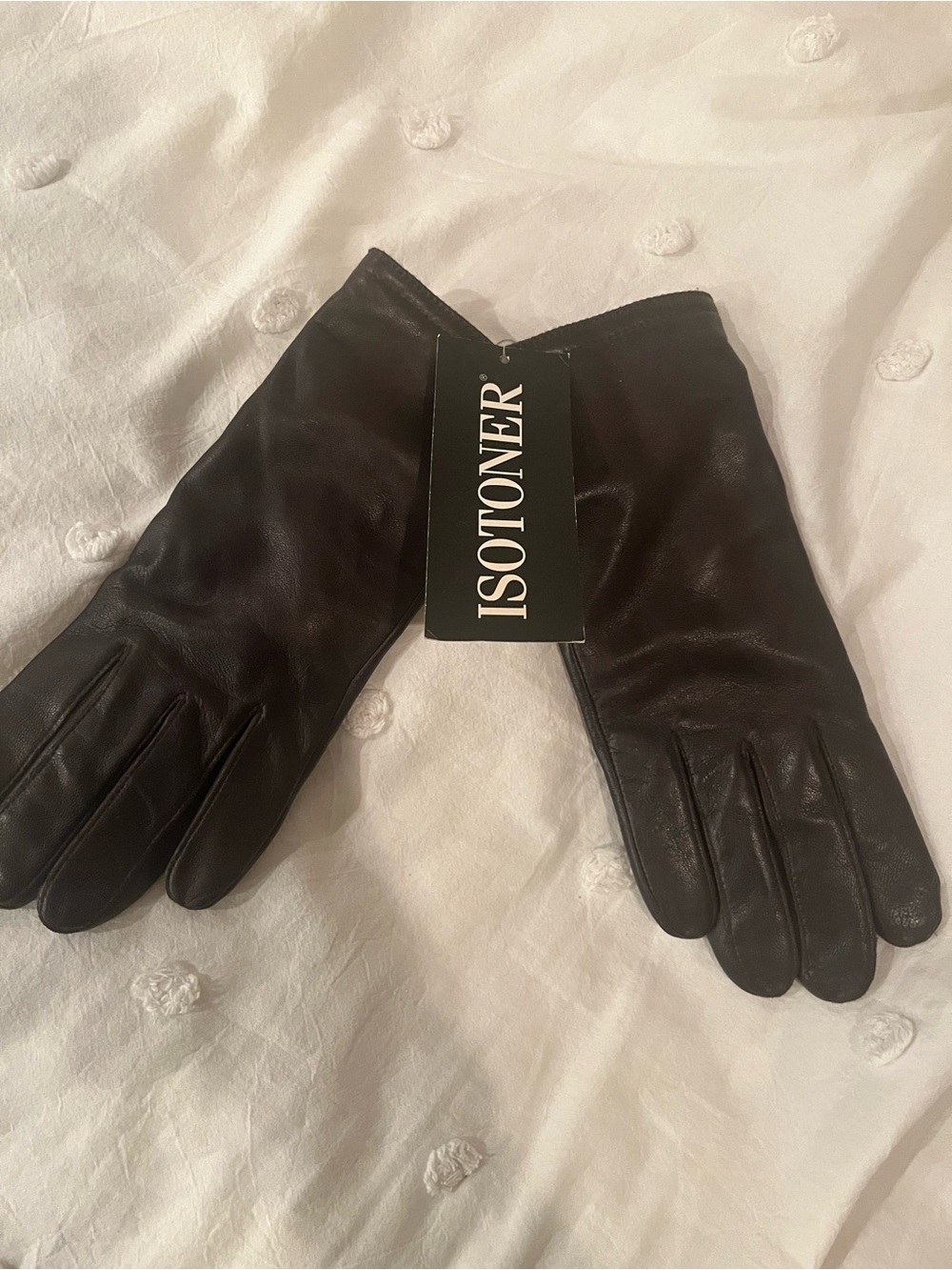 isotoner dark brown Leather Women's Dress Gloves